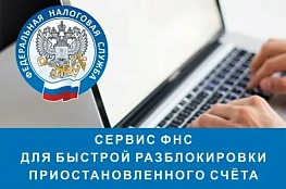 Для быстрой разблокировки счета можно использовать сервис ФНС России