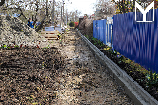 Строительство тротуара на ул. К. Маркса