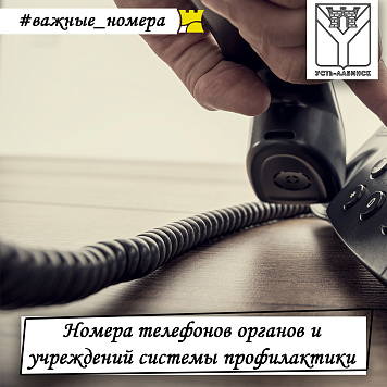 Номера телефонов органов и учреждений системы профилактики