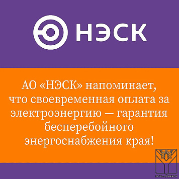 НЭСК напоминает о необходимости оплачивать счета